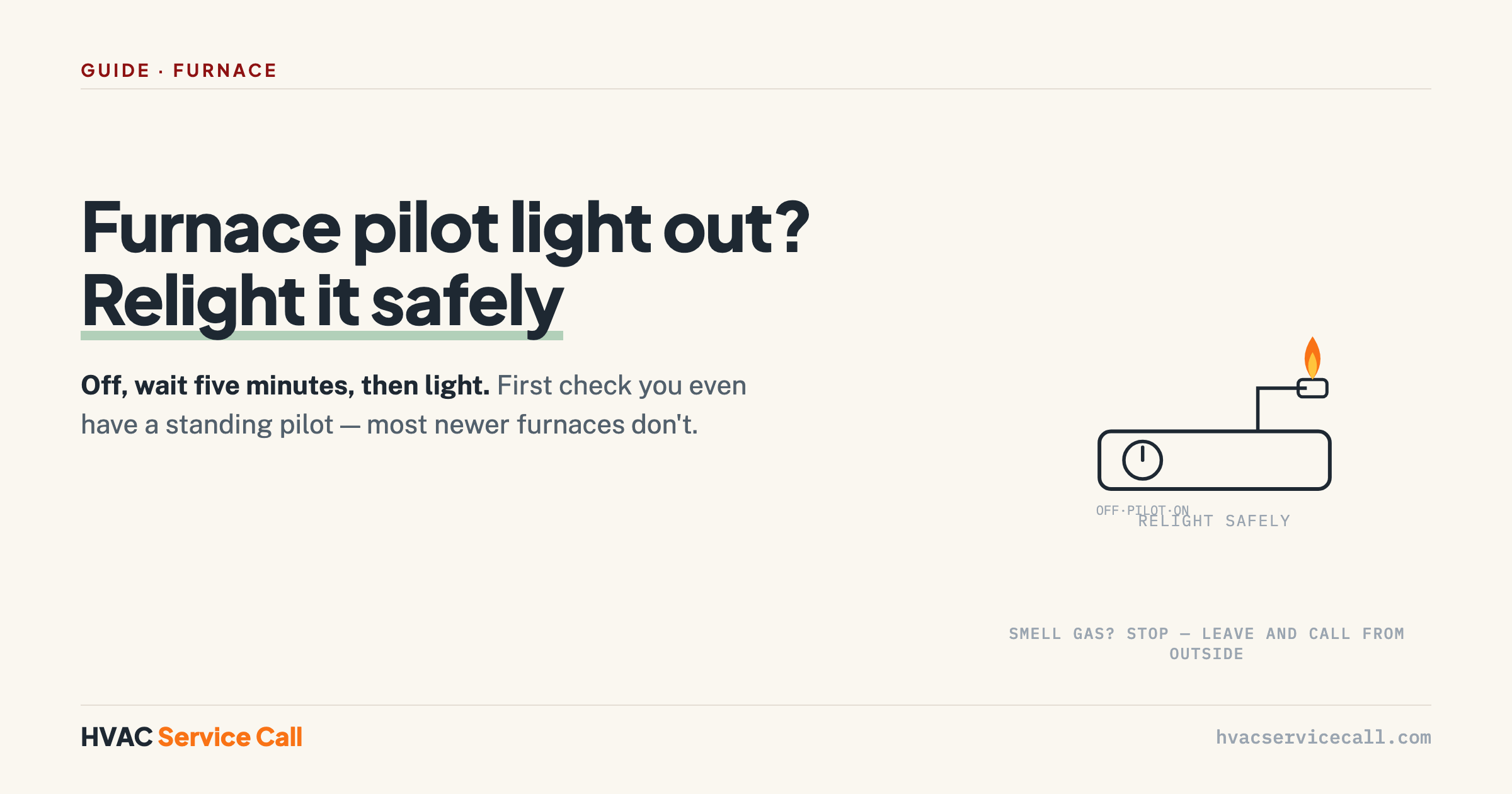 Furnace pilot light out? Turn the gas off, wait five minutes, then relight — but first check whether you have a standing pilot, because most newer furnaces don't.